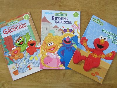 Sesame Street Lot of 3 NEW Beginning Readers Ages 4-7 Rhyming Numbers Elmo 