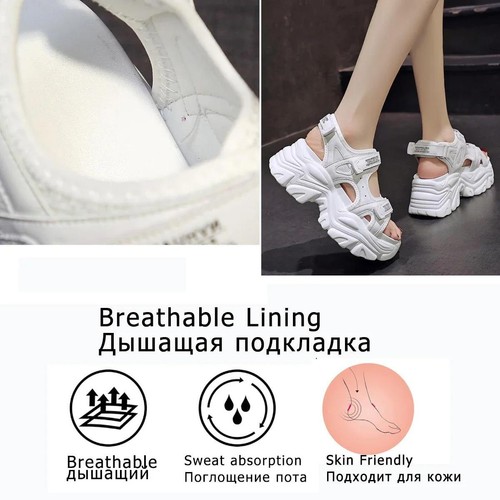 Fujin 8cm Women Sandals Platform Thick Chunky Shoes Platform Ins Casual Summer - Picture 5 of 26