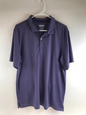 Kirkland Signature Polo Shirt Men's Size Large Blue Purple Striped Short Sleeve
