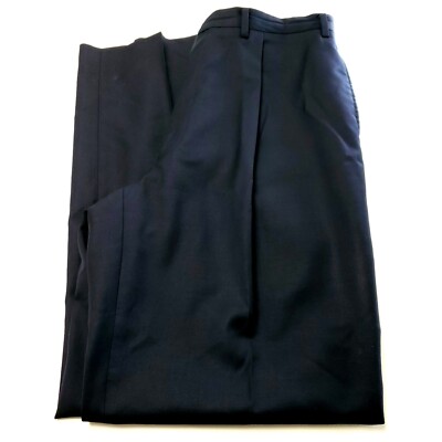 Calvin Klein Wool Dress Pants 34/33 High Rise Pleated Blue