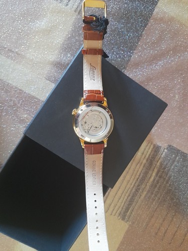 Orologio Automatico Uomo LORENZ 30224CC Vera Pelle Marrone Rosè - Foto 9 di 10