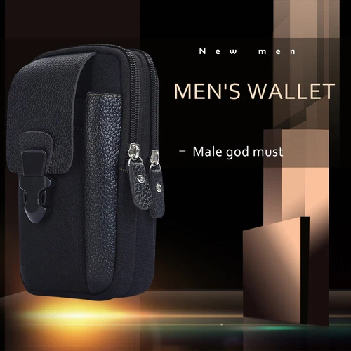 Canvas Men Waist Belt Bags Business Sports Casual Male Zip Mobile Phone Pouch - Picture 18 of 39