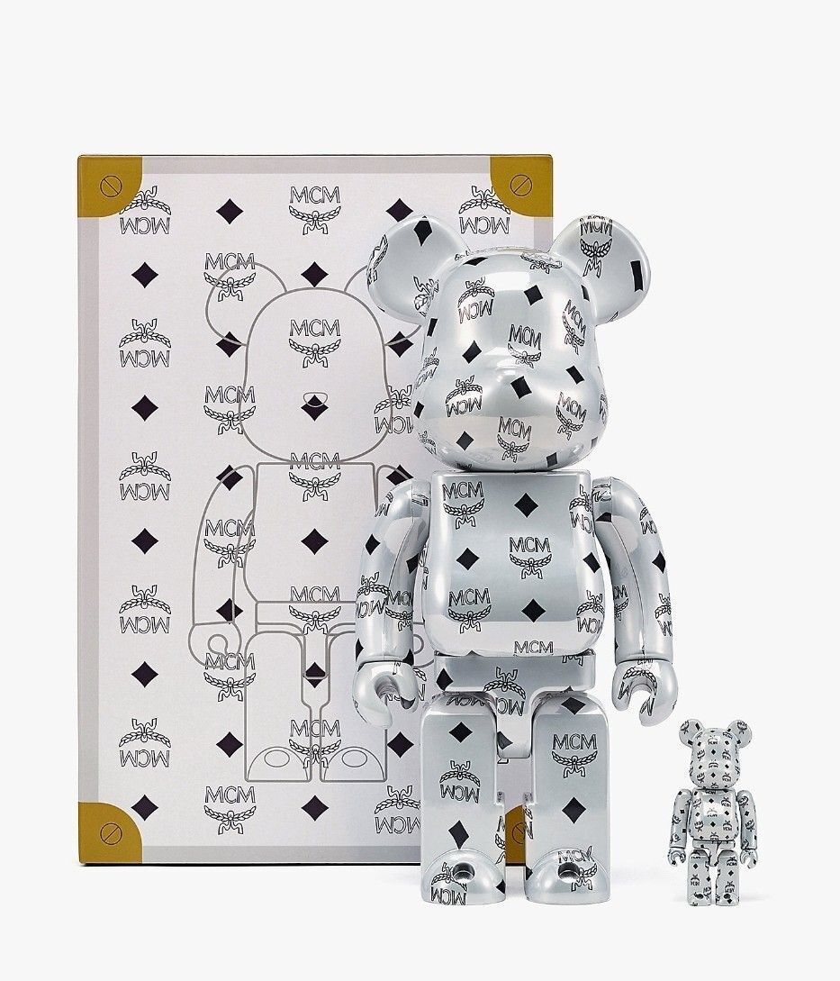 Bearbrick Medicom Toy Plus 100% & 400% Set White Chrome Ver.