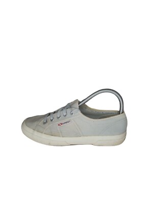 Superga 2750 Sneakers Women Sz 7.5 Frayed Denim Blue White Walking Casualwear