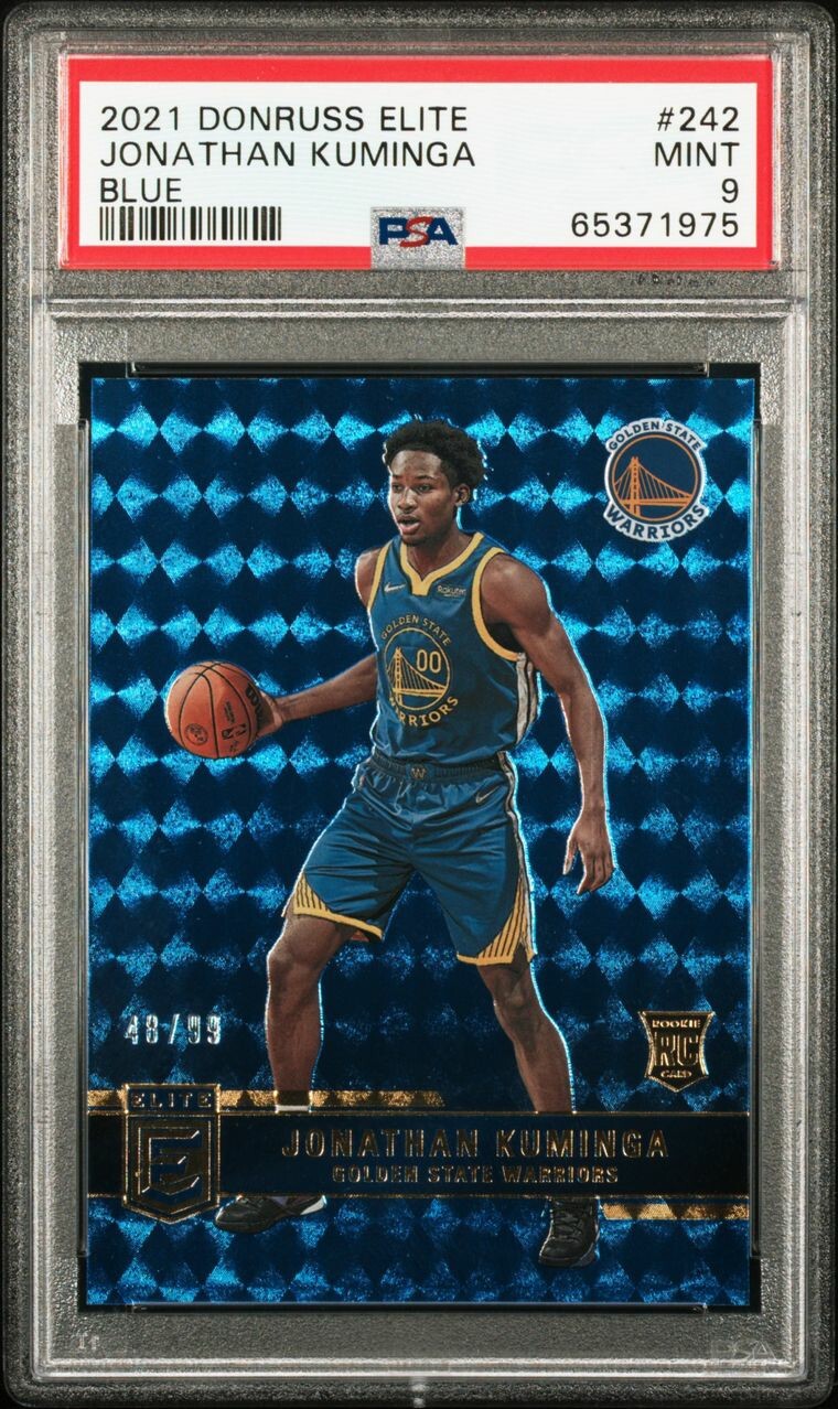 2021 Jonathan Kuminga Donruss Elite Blue /99 PSA 9 Nasty color match!