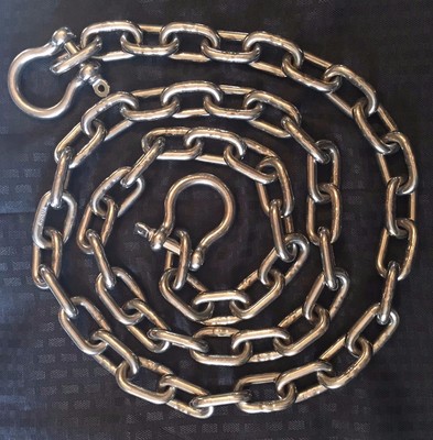 Stainless Steel 316 Anchor Chain 8mm or 5/16'' by 10' long with quality shackles