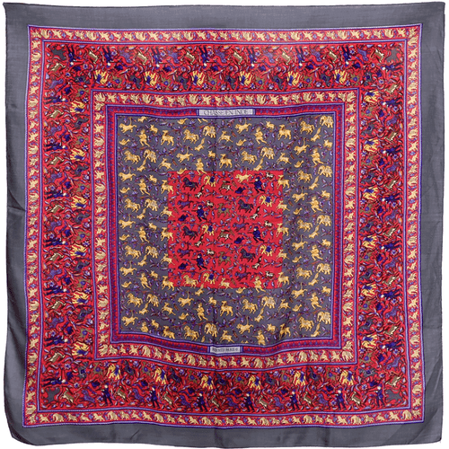 Hermes CASHMERE Shawl GM 140cm Scarf CHASSE EN INDE By MICHEL DUCHENE - Picture 2 of 8