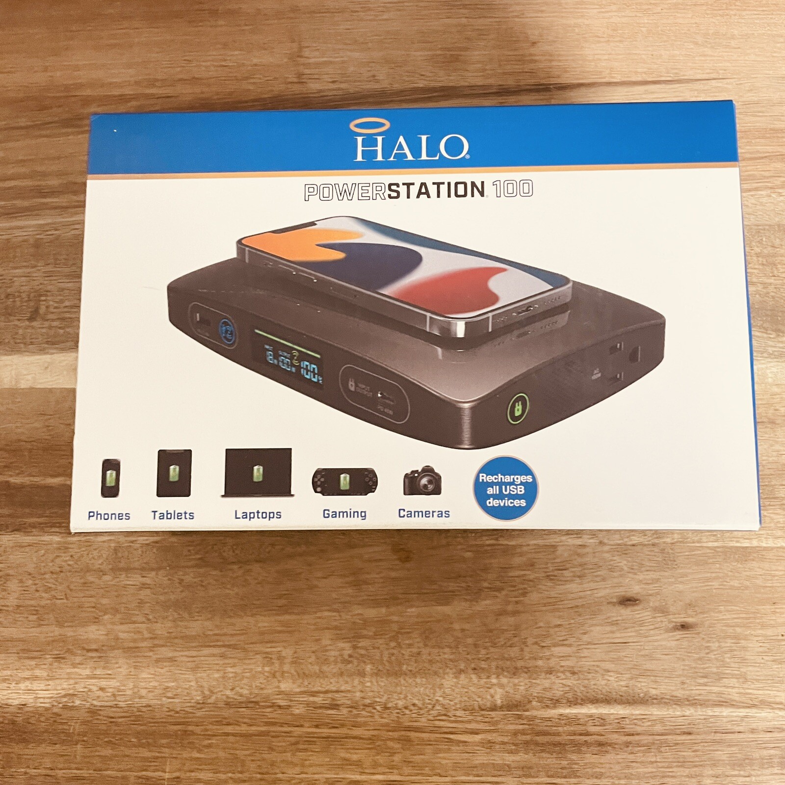 HALO PowerStation 100 Portable PowerBank Wireless Charging, White