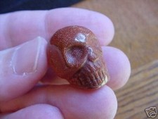 #HH-14 HUMAN SKULL GOLDSTONE stone GEM skulls Brazil gemstone