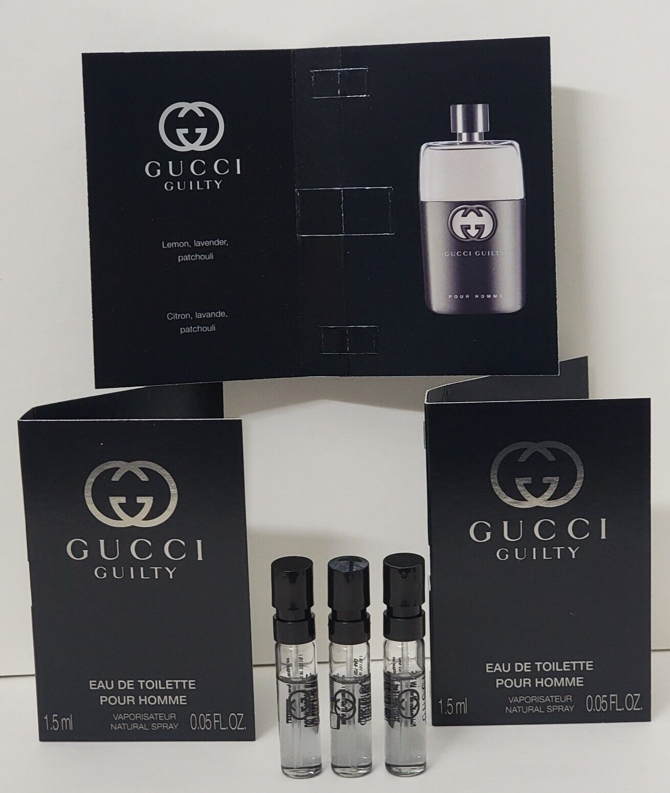 GUCCI GUILTY EAU DE TOILETTE POUR HOMME 0.05 oz Spray for MEN (3 Carded Vials)