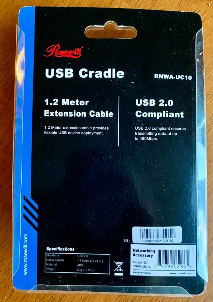 Rosewill RNWA-UC10 USB Cradle 4-Foot Extension Cable USB 2.0 Compliant - Image 4 of 4