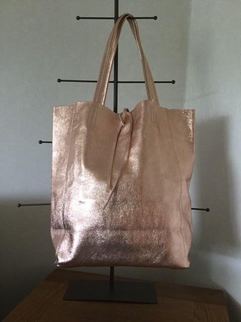 rose gold metallic tote bag