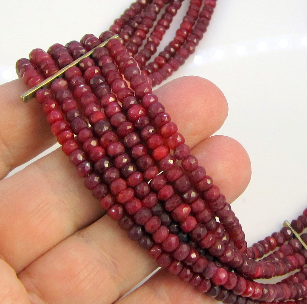 Vintage Estate Rondelle Ruby Semi-Precious Beaded Strand Gram  Necklace