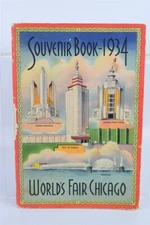 Vintage 1934 World's Fair Chicago Souvenir Book Artgravure-Green Views Good