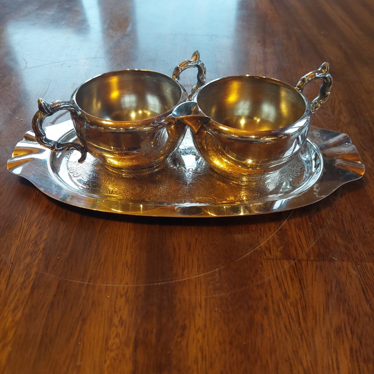【VIKING PLATE】 ティーセット 3点【シルバープレート】 Viking Plate E.P. Copper Lead Mount Silver Plated Cream
