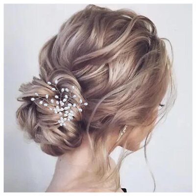 Silver Pearl Wedding Hairpins Barrette Pearl Flower Hair Pins Bridal Headpieces