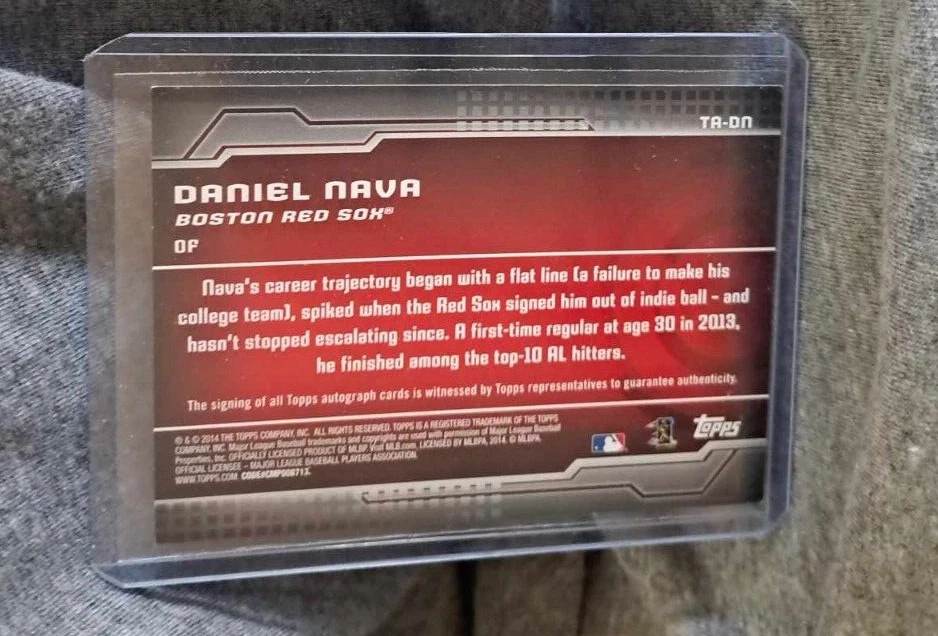 2014 Topps Trajectory Auto Daniel Nava #TA-DN Auto - Image 2 of 2