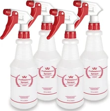 Plastic Spray Bottles USA Made 4-Pack 16 Oz Heavy Duty No Leak Empty Refillable
