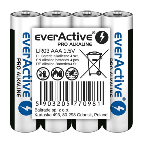 everActive PRO ALKALINE LR03 AAA 1.5V Battery 4 Pack Sealed - Picture 1 of 1
