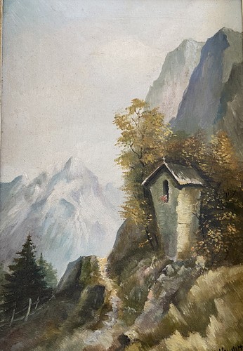 Gemälde - Bildstock im Gebirge signiert - Picture 2 of 6