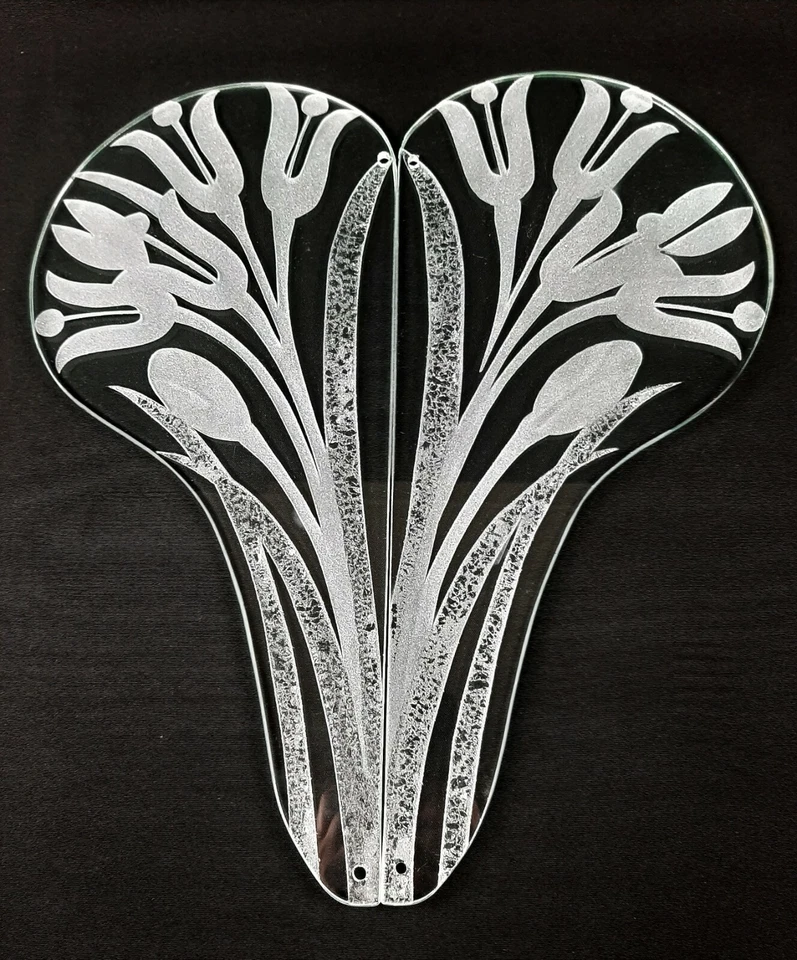 8 verres Art Nouveau  Déco sablés d'ornement vitrail sandblasted glass Très rare - Photo 3/4