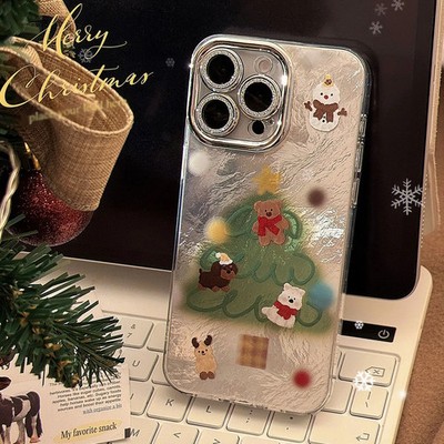 Laser Cartoon Weihnachten Handy Hülle Linse Folie für iPhone 16e 15 14 13 Pro Max