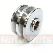 Chrome Double Groove Alternator Pulley Fits GM SB BB Chevy SBC 350 BBC 454 Ford