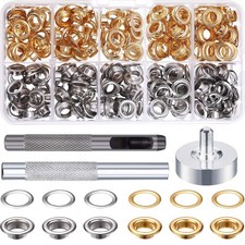 1/4 Inch Grommet Kit 100 Sets Grommets Eyelets with 3 Pieces Install Tool Kit...