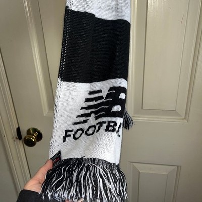 New Balance Football Knitted Black and White Striped Logo Scarf