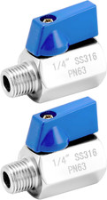 2 Pack 1/4" NPT 316 Stainless Steel Inline Valve, Mini Ball Valve Shut-Off Valve