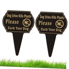 Dog Urine Kills Plants Curb Your Dog Sign,13.6  X9.6  2PACK No Pee 2pack-Black