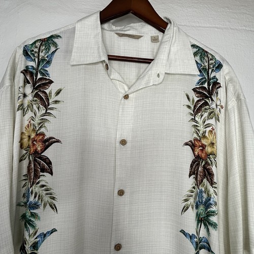 Paradise Collection Hawaiian Shirt Mens XL Floral Ivory Short Sleeve - Picture 16 of 19