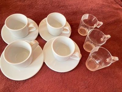 4 Espresso Tassen mit Unterteller, 3 Glas Espresso Tassen