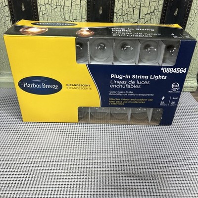 Harbor Breeze 28-ft 25-Light White-Incandescent Plug-in Bulbs String Lights-NEW