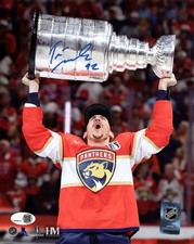 Tomas Nosek Autographed Florida Panthers (2025 Stanley Cup Trophy) 8x10 Photo -