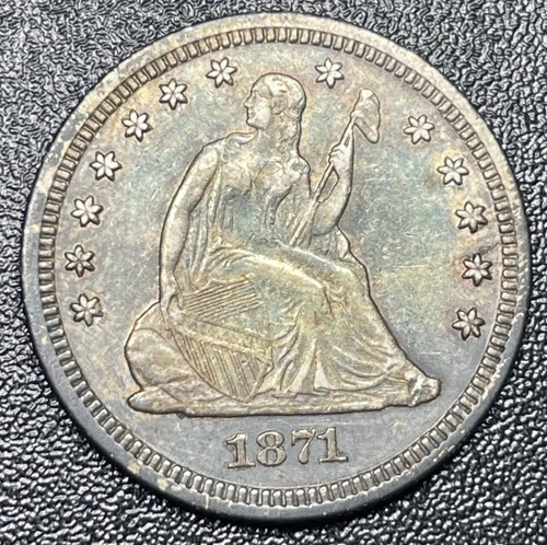 1871-P Seated Liberty Silver Quarter 25c Choice VF Very Fine Details Better Date