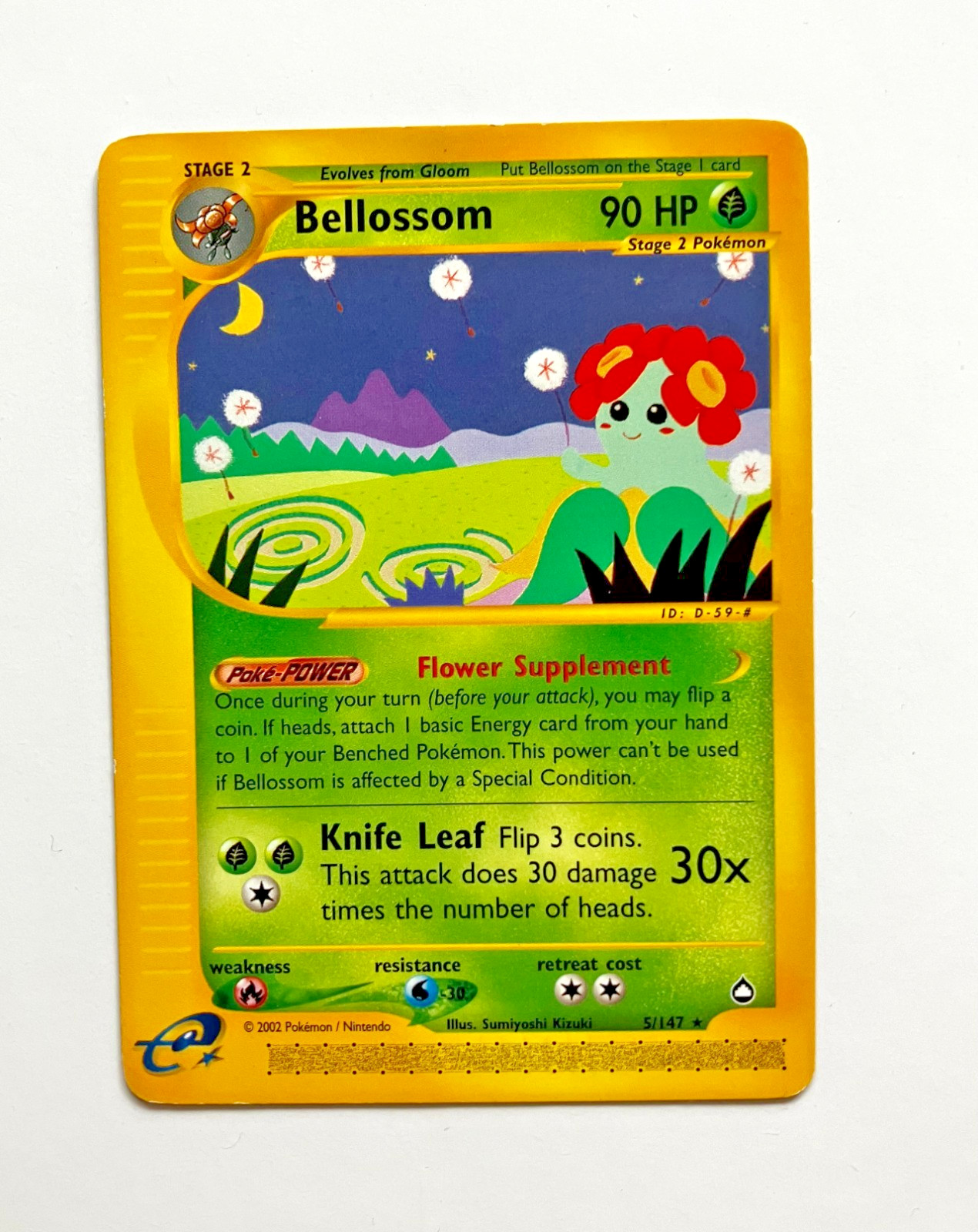 2002 Bellossom Pokemon Card - 5/147 - Aquapolis - Non-Holo Rare Card LP BIN