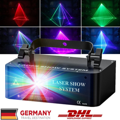 RGB Laser Beam Projektor DJ Disco Lichteffekt Party DMX Strobe Bühnenbeleuchtung