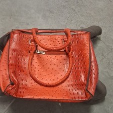 Women Orange Animal Print Satchel Gold Hardware Double Handles Zip Inner Pockets