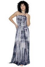 LA LEELA Women's Summer Boho A line Smocked Strapless Dresses Evening Long Tube