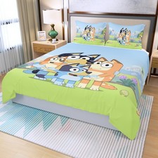 Bluey's Family Characters Print Duvet Cover Set 3Pcs Quilt Cover Pillowcase