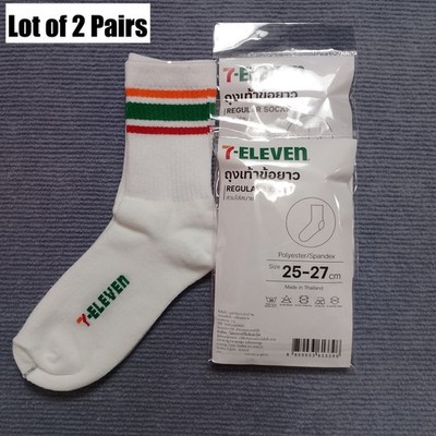 7-Eleven Thailand Regular Socks Lot of 2 Orange Green Red 25 27cm Official Merch