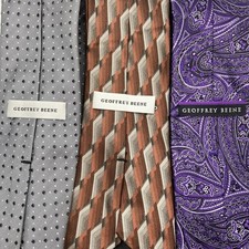 Lot Of 3 Geoffrey Beene Geometric Paisley Micro Dot Silk Necktie Business Formal