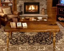 Vintage Cornwall Solid Wood Game Room Cribbage Board Table Bench Removable Legs