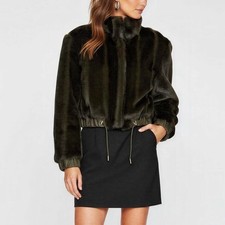 $328 NWT MICHAEL COSTELLO x REVOLVE Amir Faux Fur Jacket, Olive Green, XL