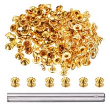 80pcs Round Studs Rivet 8mm Rapid Punk Spikes Leathercraft Decoration, Gold