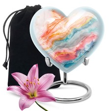 Colorful Abstract Funeral Heart Urn For Human Ashes Adult Dad