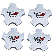 4 Cap Pcs Deal 2000-2004 C5 Corvette Z06 C5 Flag Wheel Center Caps  Chrome Red