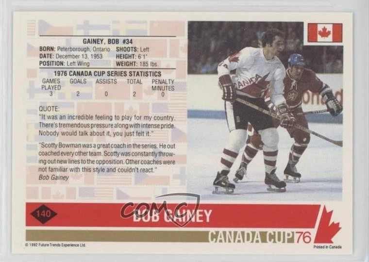 1992-93 Future Trends '76 Canada Cup Bob Gainey #140 HOF - Image 2 of 2