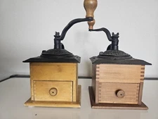 Set Of Primitive Dovetailed Antique Coffee Grinder WITH Cast iron Hardware Works